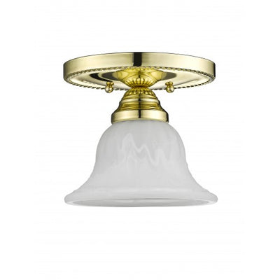 1 Light Polished Brass Ceiling Mount Semi Flush Livex