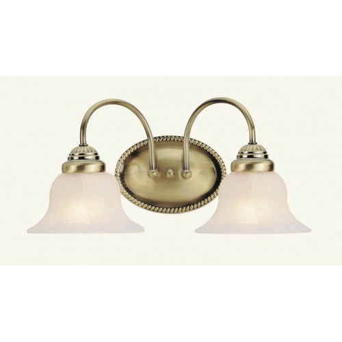 2 Light Antique Brass Bath Light Wall Sconce Livex