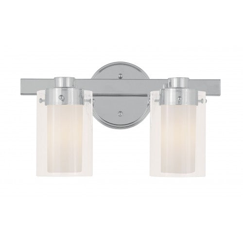 2 Light Polished Chrome Bath Light Wall Sconce Livex