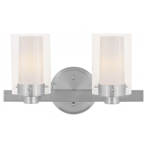 2 Light Brushed Nickel Bath Light Wall Sconce Livex