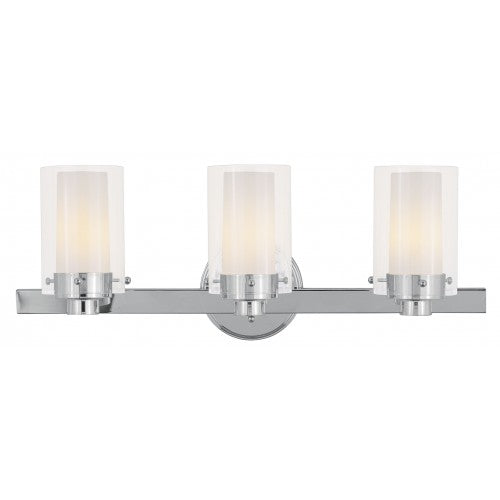 3 Light Polished Chrome Bath Light Wall Sconce Livex