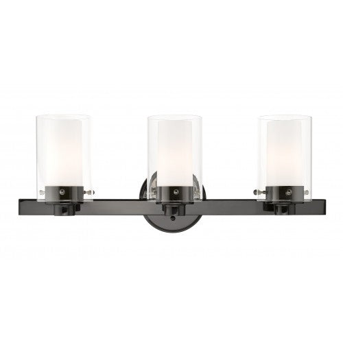 3 Light Polished Black Chrome Bath Vanity Wall Sconce Livex