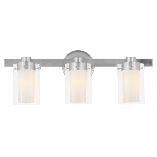 3 Light Brushed Nickel Bath Light Wall Sconce Livex