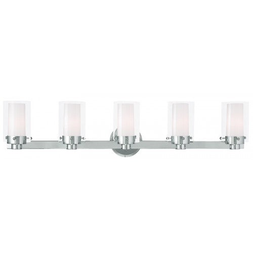 5 Light Polished Chrome Bath Light Wall Sconce Livex