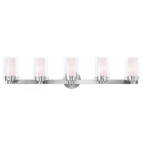 5 Light Brushed Nickel Bath Light Wall Sconce Livex