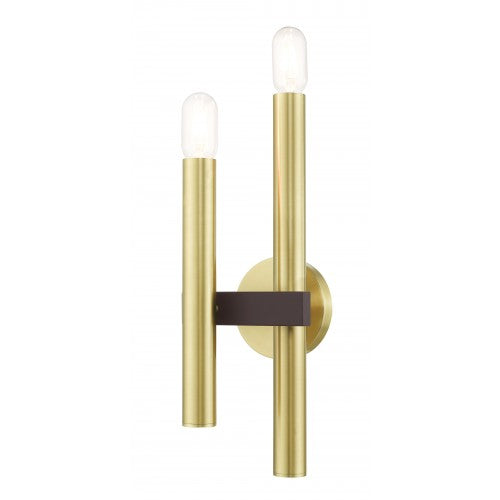 2 Light Satin Brass & Bronze Wall Sconce Wall Sconce Livex