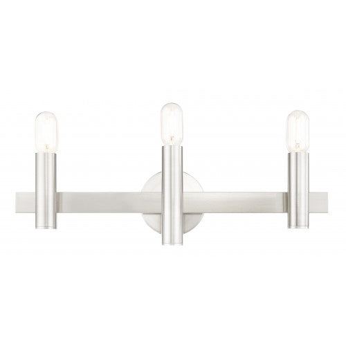 3 Light Brushed Nickel Bath Vanity Wall Sconce Livex