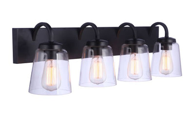 Antique Hardware Elsa 4 Light Vanity in Flat Black Bath and Vanity