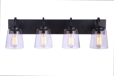 Antique Hardware Elsa 4 Light Vanity in Flat Black Bath and Vanity