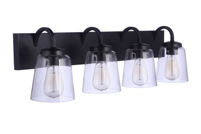 Antique Hardware Elsa 4 Light Vanity in Flat Black Bath and Vanity