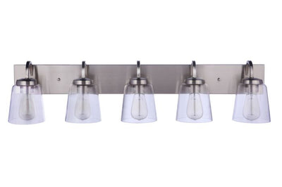 Antique Hardware Elsa 5 Light Vanity in Brushed Polished Nickel Bath and Vanity