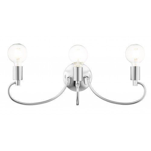 3 Light Polished Chrome Bath Vanity Wall Sconce Livex