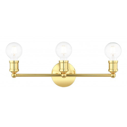 3 Light Polished Brass Bath Vanity Wall Sconce Livex