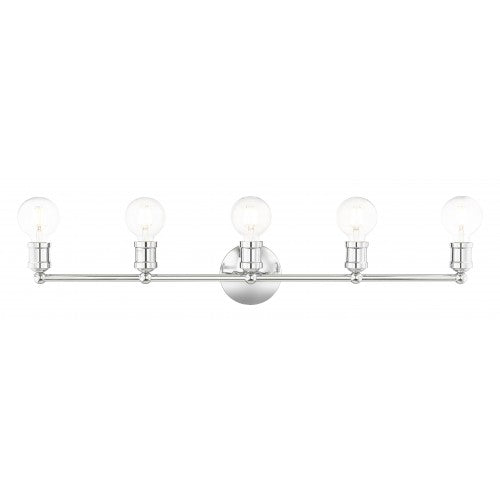 5 Light Polished Chrome Bath Vanity Wall Sconce Livex