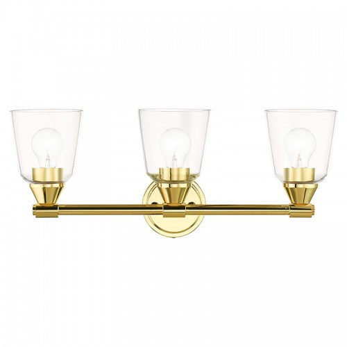 3 Light Polished Brass Vanity Sconce Wall Sconce Livex