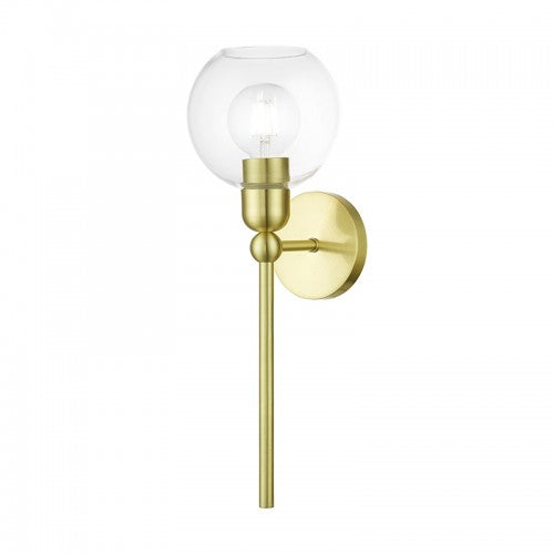 1 Light Satin Brass Sphere Single Sconce Wall Sconce Livex