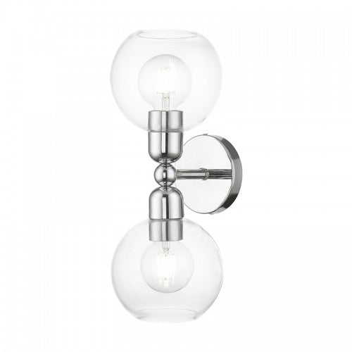 2 Light Polished Chrome Sphere Vanity Sconce Wall Sconce Livex