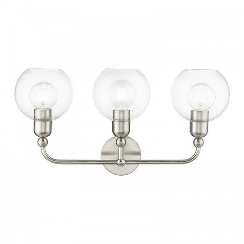 3 Light Brushed Nickel Sphere Vanity Sconce Wall Sconce Livex