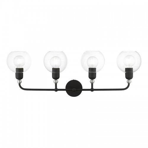 4 Light Black with Brushed Nickel Accents Large Sphere Vanity Sconce Wall Sconce Livex