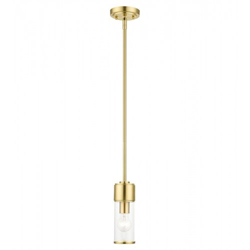 1 Light Satin Brass Mini Pendant Pendant Livex