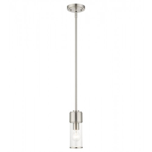 1 Light Brushed Nickel Mini Pendant Pendant Livex