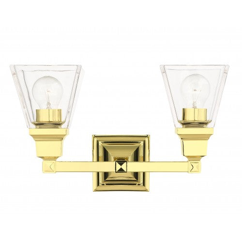 2 Light Polished Brass Bath Vanity Wall Sconce Livex