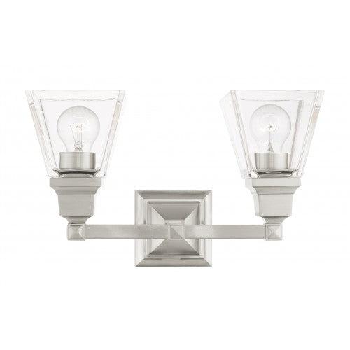 2 Light Brushed Nickel Bath Vanity Wall Sconce Livex