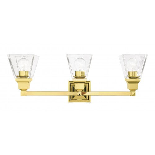 3 Light Polished Brass Bath Vanity Wall Sconce Livex