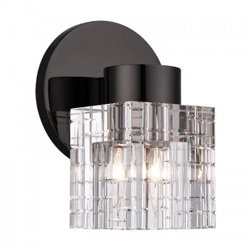 1 Light Black Chrome Crystal Single Sconce Wall Sconce Livex