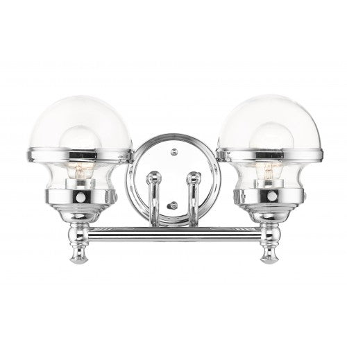 2 Light Polished Chrome Bath Vanity Wall Sconce Livex