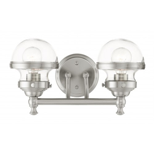 2 Light Brushed Nickel Bath Vanity Wall Sconce Livex