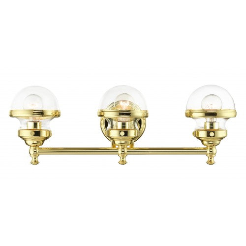 3 Light Polished Brass Bath Vanity Wall Sconce Livex