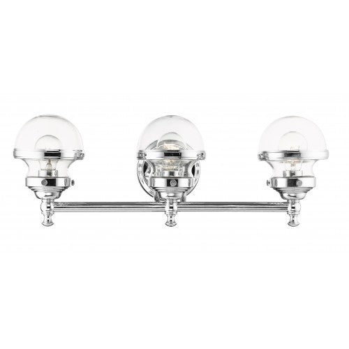 3 Light Polished Chrome Bath Vanity Wall Sconce Livex