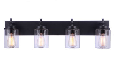 ##Antique Hardware## Reeves 4 Light Vanity in Flat Black