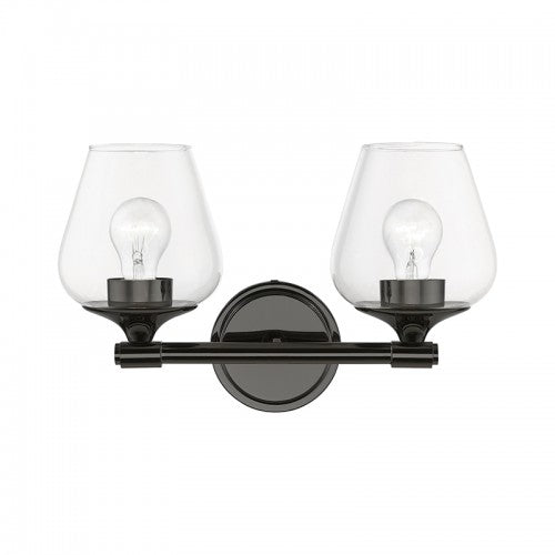 2 Light Black Chrome Vanity Sconce Wall Sconce Livex