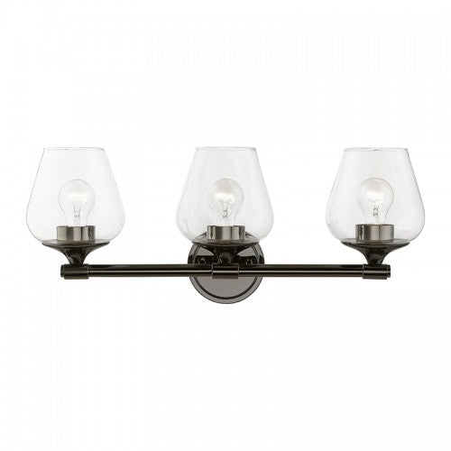 3 Light Black Chrome Vanity Sconce Wall Sconce Livex