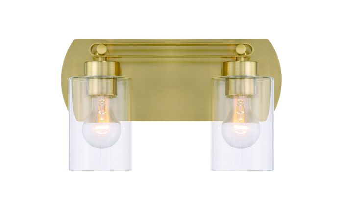 Hendrix 2 Light Vanity in Satin Brass Bath and Vanity Craftmade