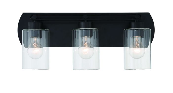 Hendrix 3 Light Vanity in Flat Black Bath and Vanity Craftmade