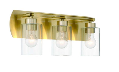 Hendrix 3 Light Vanity in Satin Brass Bath and Vanity Craftmade