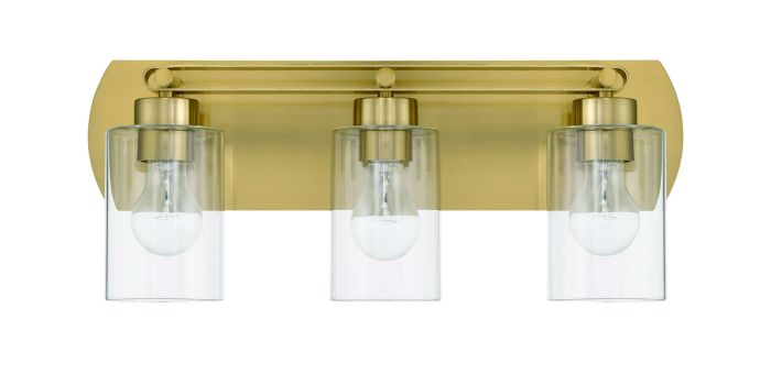 Hendrix 3 Light Vanity in Satin Brass Bath and Vanity Craftmade