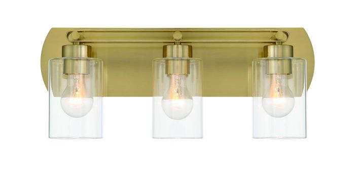 Hendrix 3 Light Vanity in Satin Brass Bath and Vanity Craftmade