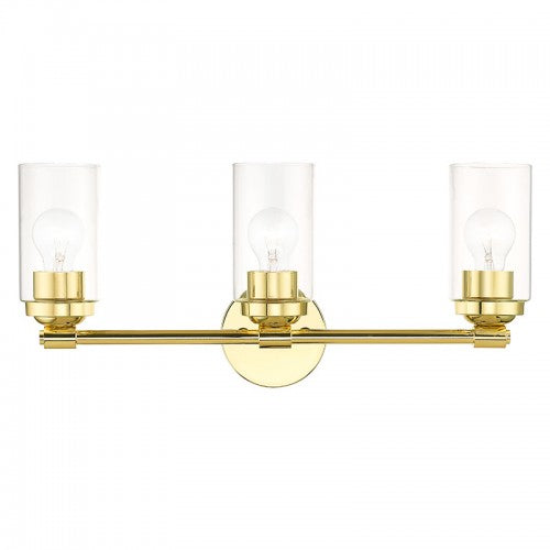 3 Light Polished Brass Vanity Sconce Wall Sconce Livex