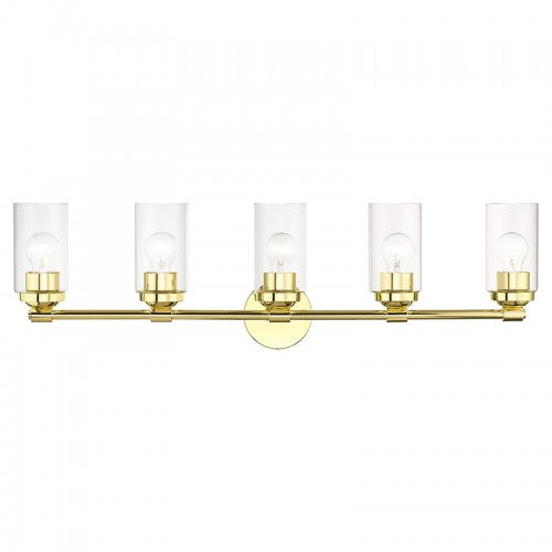 5 Light Polished Brass Large Vanity Sconce Wall Sconce Livex