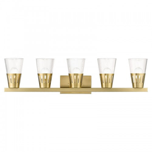 5 Light Natural Brass Large Vanity Sconce Wall Sconce Livex