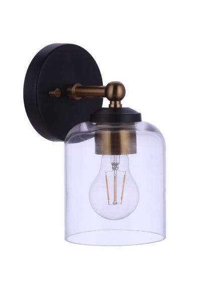 Coppa 1 Light Wall Sconce in Flat Black/Satin Brass Wall Sconce Craftmade