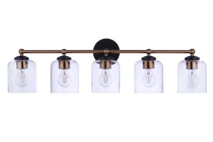 Coppa 5 Light Vanity in Flat Black/Satin Brass Bath and Vanity Craftmade