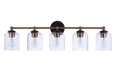 Coppa 5 Light Vanity in Flat Black/Satin Brass Bath and Vanity Craftmade