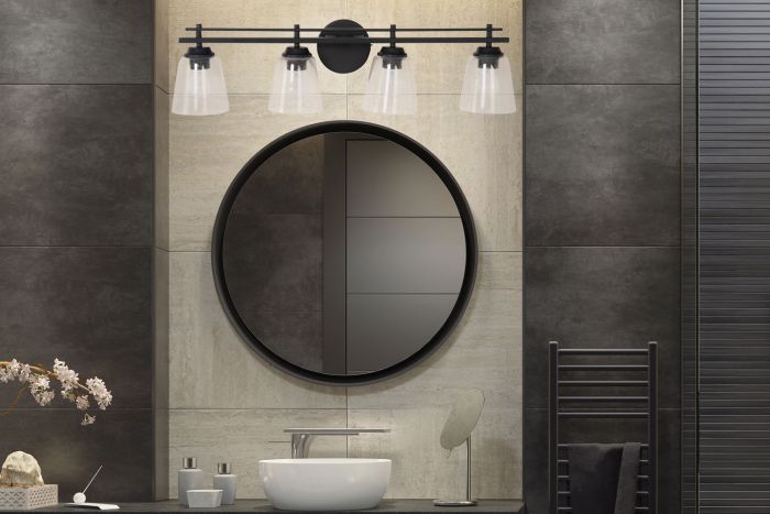 Drake 4 Light Vanity in Flat Black Bath and Vanity Craftmade