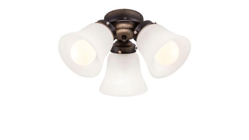 3-Light French Beige  White Glass LED Ceiling Fan Wind River