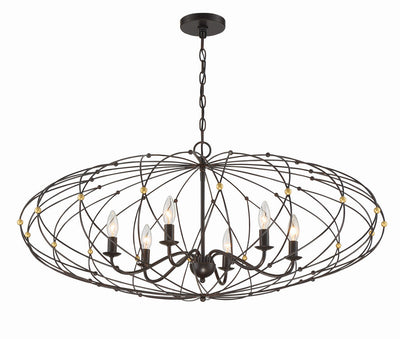 Zucca 6 Light English Bronze + Antique Gold Chandelier Chandelier Crystorama